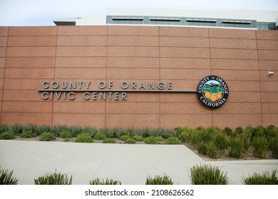 Santa Ana, California  USA - January 12, 2022: County Administration South. County Service Center Building. Orange County California. Building Sign In Santa Ana California. Editorial.