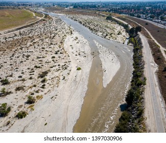 The Santa Ana River Flowing Through Colton, CA