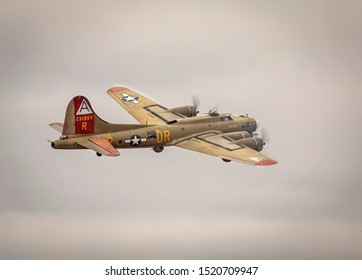 Santa Ana,CA/USA - 05/29/2019: Collings Foundation B-17 Nine-O-Nine Flying At A Visit To Lyon Air Museum