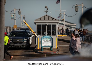 Santa Barbara, CA - April 16 2022: Pier Access To The Seafood Restaurants At Stearns Wharf