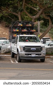 Santa Barbara, CA USA-September 27, 2021: Truck carrying Lobster Traps Santa Barbara (California) Marina