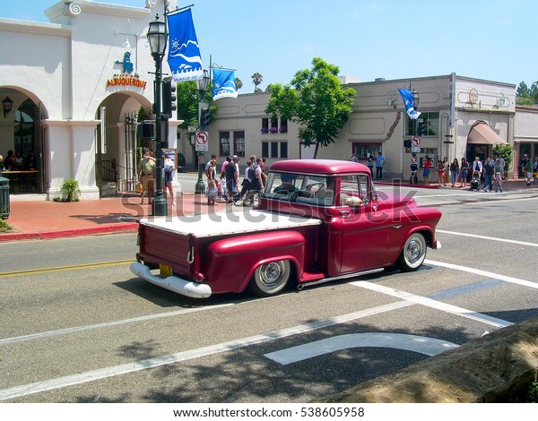SANTA BARBARA, CALIFORNIA U.S.A. AUGUST 19, 2006 -\
Classic red Chevrolet pickup truck around the streets of Santa\
Barbara, California,\
U.S.A.
