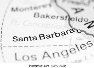 Santa Barbara, California. USA On A Map