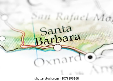 Santa Barbara, California, USA On A Map. 