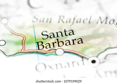 Santa Barbara, California, USA On A Map. 