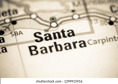 Santa Barbara. California. USA On A Map