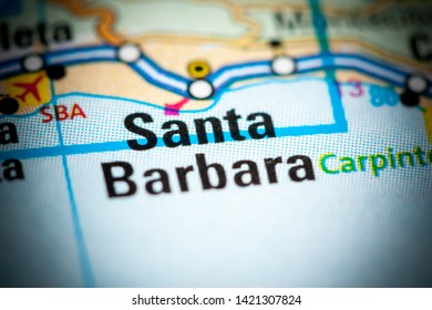 Santa Barbara. California. USA On A Map