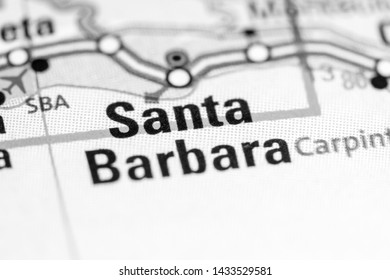 Santa Barbara. California. USA On A Map