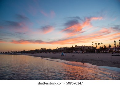 Santa Barbara Pier, California, USA At Sunset