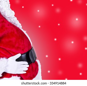 Santa Belly On Red Background