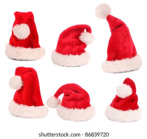 Santa Caps Collection Various Posesisolated On Stock Photo 86839720 ...