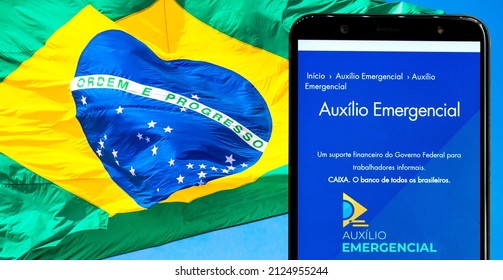 Santa Catarina, Brazil. February 17, 2022. Emergency Aid From The Brazilian Federal Government For Informal Workers During The COVID-19 Pandemic.