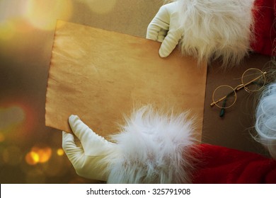 Santa With Christmas Letter Or Wish List