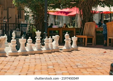 Santa Clara, CA - 08 07 2022: Life Sized Chess At Santana Row