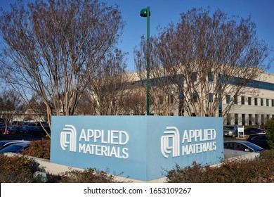 Santa Clara, CA - Feb 7, 2020: Applied Materials Headquarters In Santa Clara. The Company Provides Materials Engineering Solutions For The Semiconductor, Flat Panel Display And Solar PV Industries.