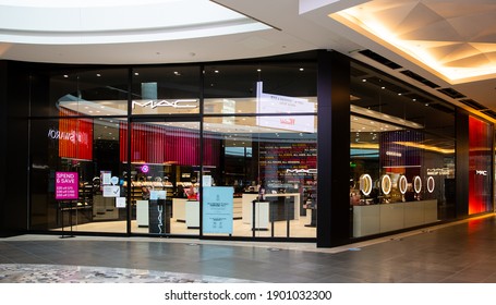 Santa Clara, CA, USA - January 14, 2021: MAC Fashion Luxury Designer Cosmetics And Fragrance Store. Canadian Cosmetics Manufacturer Headquartered In New York.