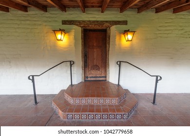 Santa Clara, California - March 9, 2018: Faculty Club Door Of Santa Clara University At Mission Santa Clara De Asis.