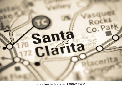 Santa Clarita. California. USA On A Map