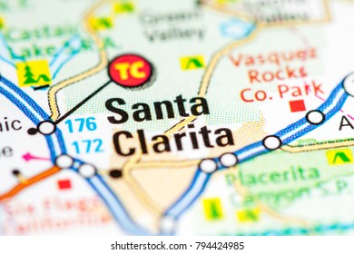 Santa Clarita. California. USA On A Map