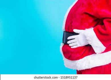 Santa Claus Belly On Blue Background