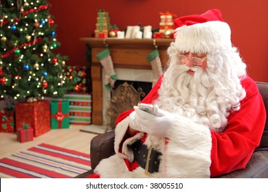 Santa Claus With Cell Phone