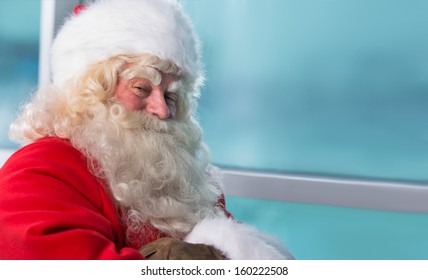 Santa Claus closeup portrait indoors lots of copyspace