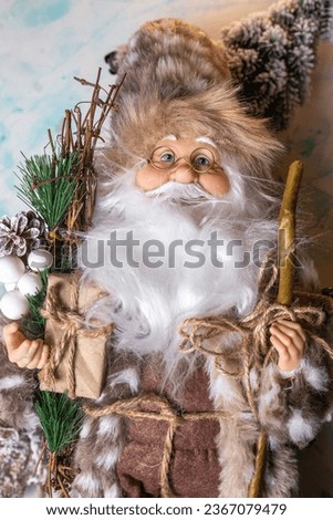 santa Claus doll close-up. new Year's toy for decoration.