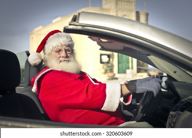 Santa Claus Driving A Car