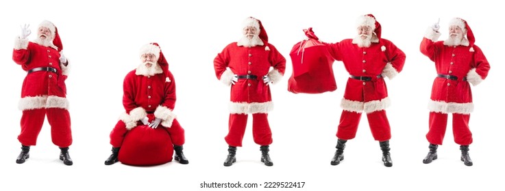 Santa Claus full length portraits set collection isolated on white background - Powered by Shutterstock