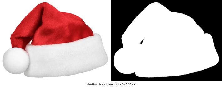 Santa Claus hat or Christmas red cap isolated on white background with clipping mask (alpha channel) for quick isolation. Easy to selection object. - Powered by Shutterstock