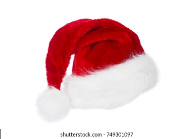 Santa Claus Hat, Red Christmas Hat Isolated over White Background