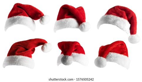 Santa Claus Hat set isolated over white background - Shutterstock ID 1576505242