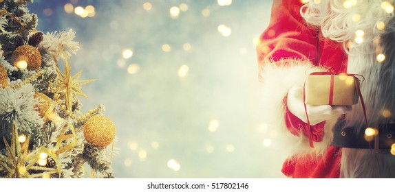 Santa Claus Holding Gift