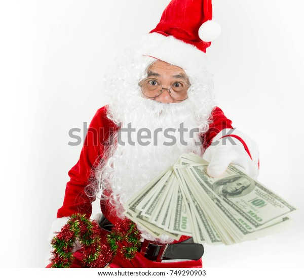 Santa Claus Holding Money Big Bag Stock Photo (Edit Now) 749290903