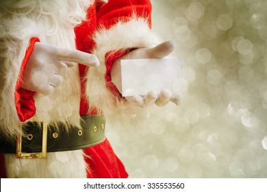 Santa Claus Holding Visit Card