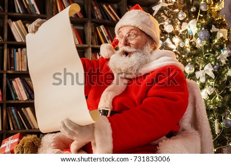 Santa Claus in the library christmas new year concept