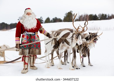 Santa Claus Near His Reindeers Harness Stock Photo 344607122 | Shutterstock