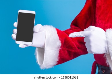 Santa Claus Showing His Mobile Phone Stock Photo (Edit Now) 1517920376