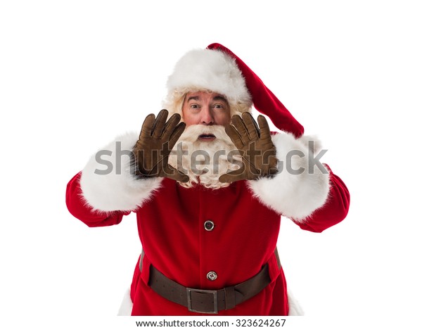 Santa Claus Portrait Shouting Calling Isolated Stock Photo 323624267 ...