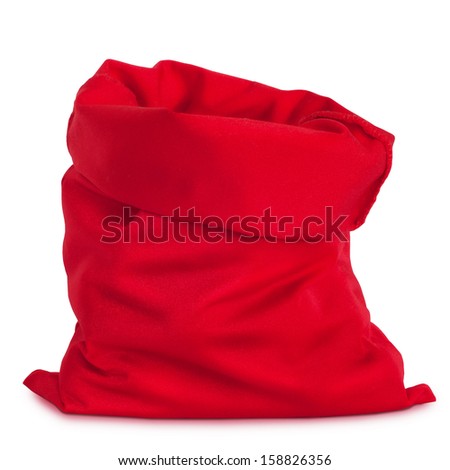 Santa Claus red bag, isolated on white background.