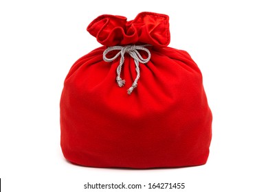 Santa Claus Red Bag On White