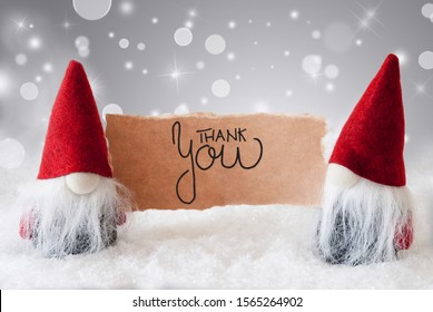 Santa Claus, Red Hat, Thank You, Gray Background