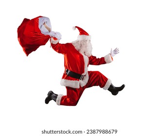 santa claus runs fast to deliver all gifts for christmas - Powered by Shutterstock