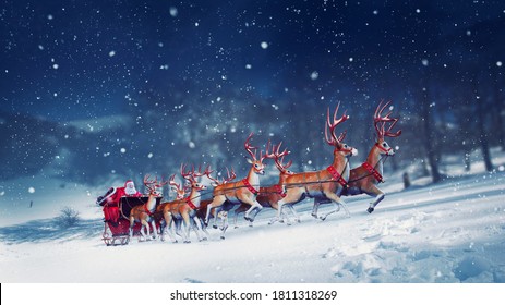 Santa claus in a sleigh ready to deliver presents with sleigh - Powered by Shutterstock