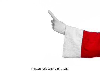 Santa Claus Theme: Santa's Hand Showing Gesture On A White Background