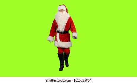Santa Claus walking on green screen background, Chroma key - Powered by Shutterstock