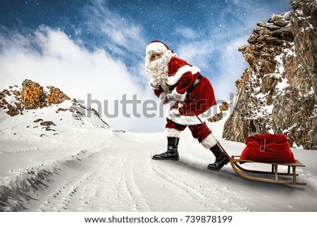 santa claus and winter road 