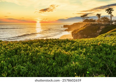 Santa Cruz, California, USA Beautiful sunset landscape on the Pacific Ocean coast