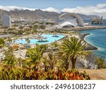 Santa Cruz de Tenerife with the city pools and Auditorio de Tenerife Adan Martin, Tenerife, Spain