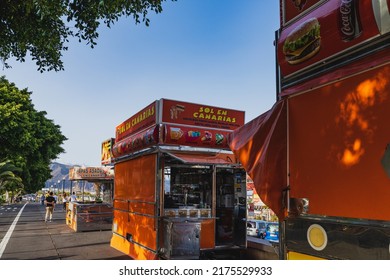 Santa Cruz, Tenerife, Spain, June 18, 2022. Street Stalls Of Typical Canarian Food In The Street Of Santa Cruz, Tenerife, Canary Islands.